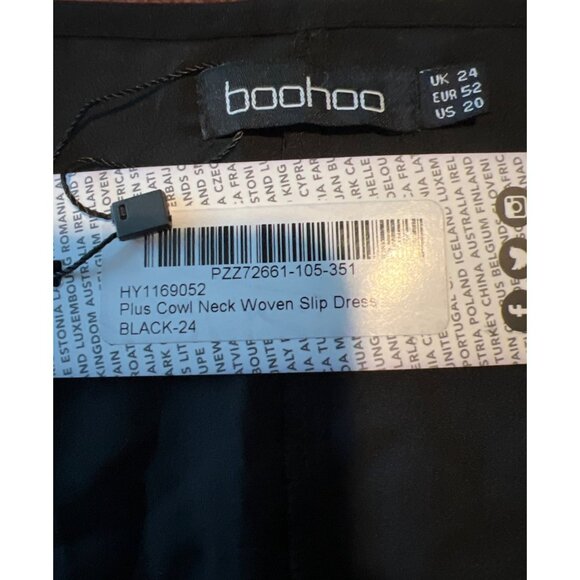 Boohoo Plus Cowl Neck Woven Slip Dress Size 24 Black - Picture 4 of 10